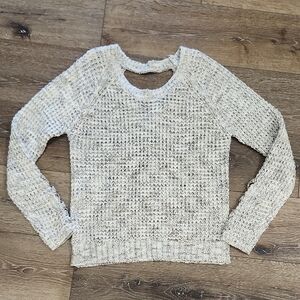 American Rag Womens Sweater Cream Brown Keyhole Back Causal Comfy Designer Med